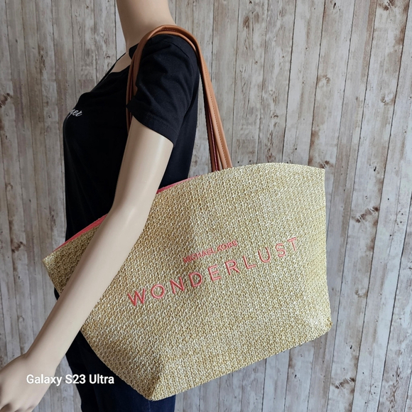Michael Kors Wonderlust straw summer tote bag - Picture 1 of 6